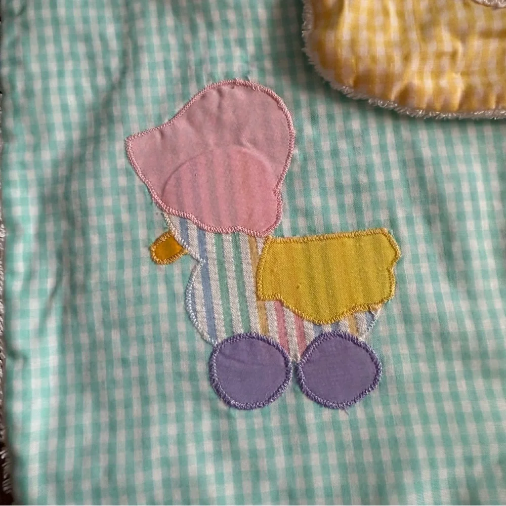 🍓 Handmade Gingham Pastel Cat Rainbow Duck Terry Cloth Tie Back Bibs (3 Pack)